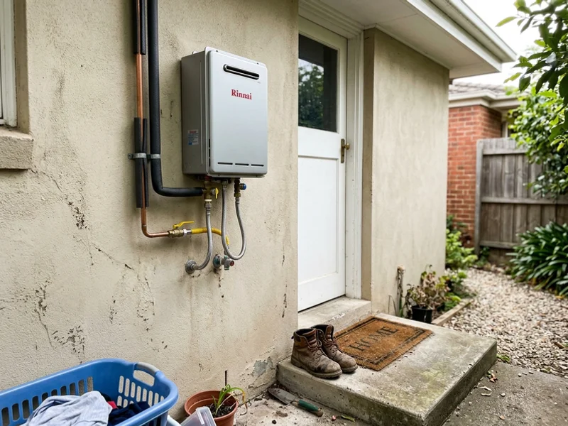 Compact continuous flow gas unit mounted beside a Perth home